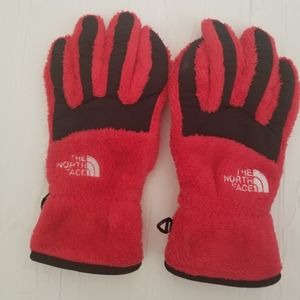 North Face Women's Red Fuzzy Winter Grip Gloves